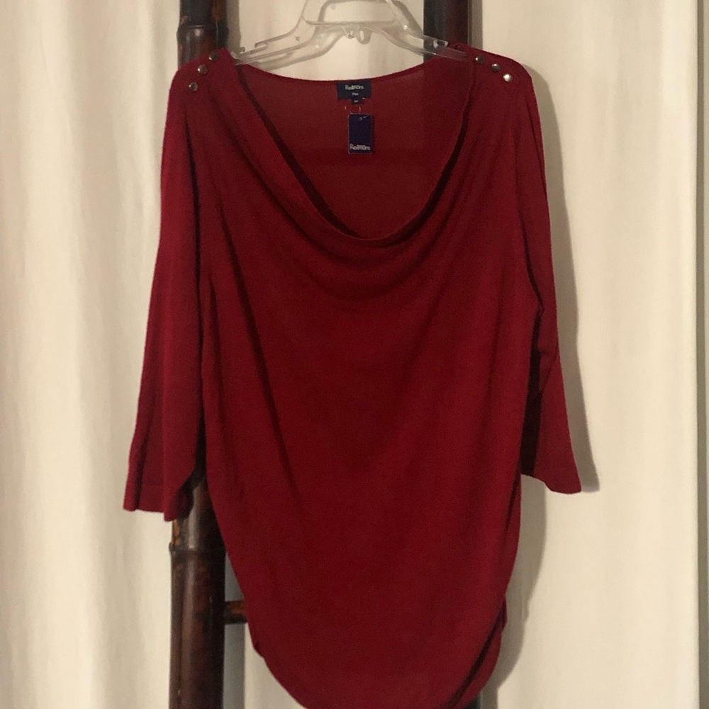 Reitmans Plus Size Red Cowl Neck Top